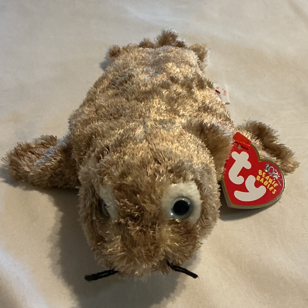 Ty Plush Seal - Light Brown and Cream Beanie-Style Toy